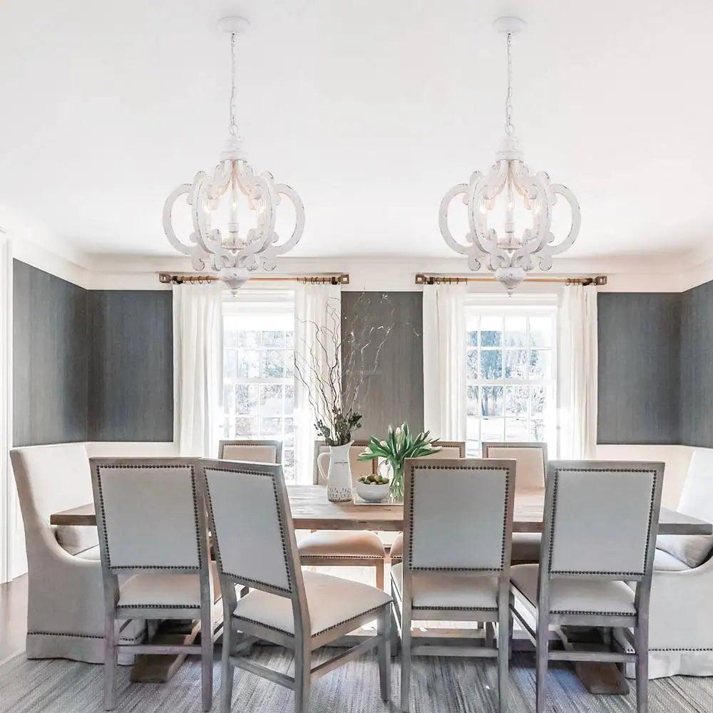 Antique White Style Chandelier Φ 19.7″-Sylvia Space