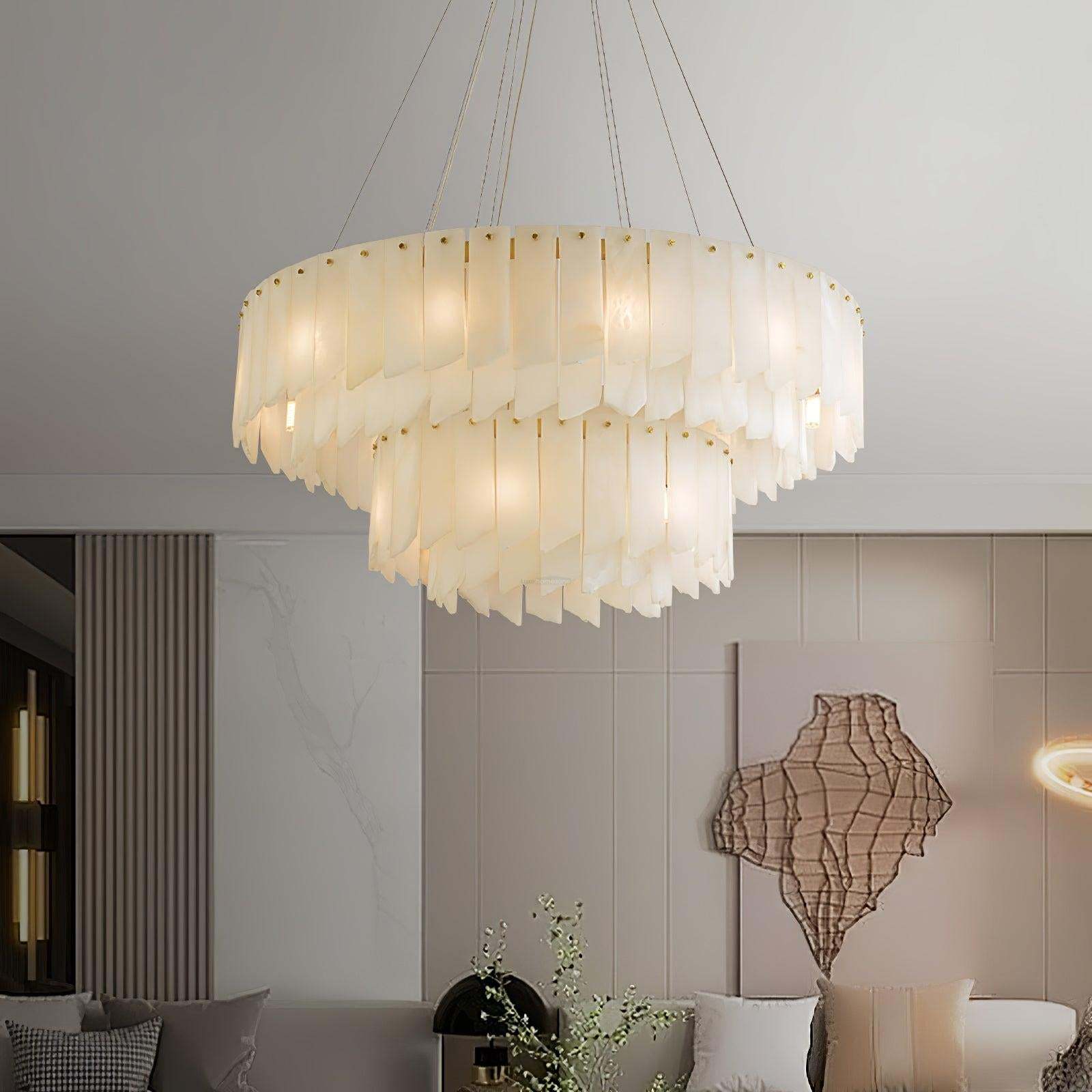 Alabaster Cascade Tiered Chandelier ∅ 27.6″-Sylvia Space