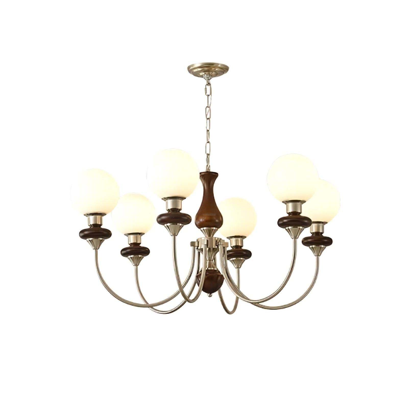 Walnut Brass Chandelier with 3/6/8 lamps-Sylvia Space