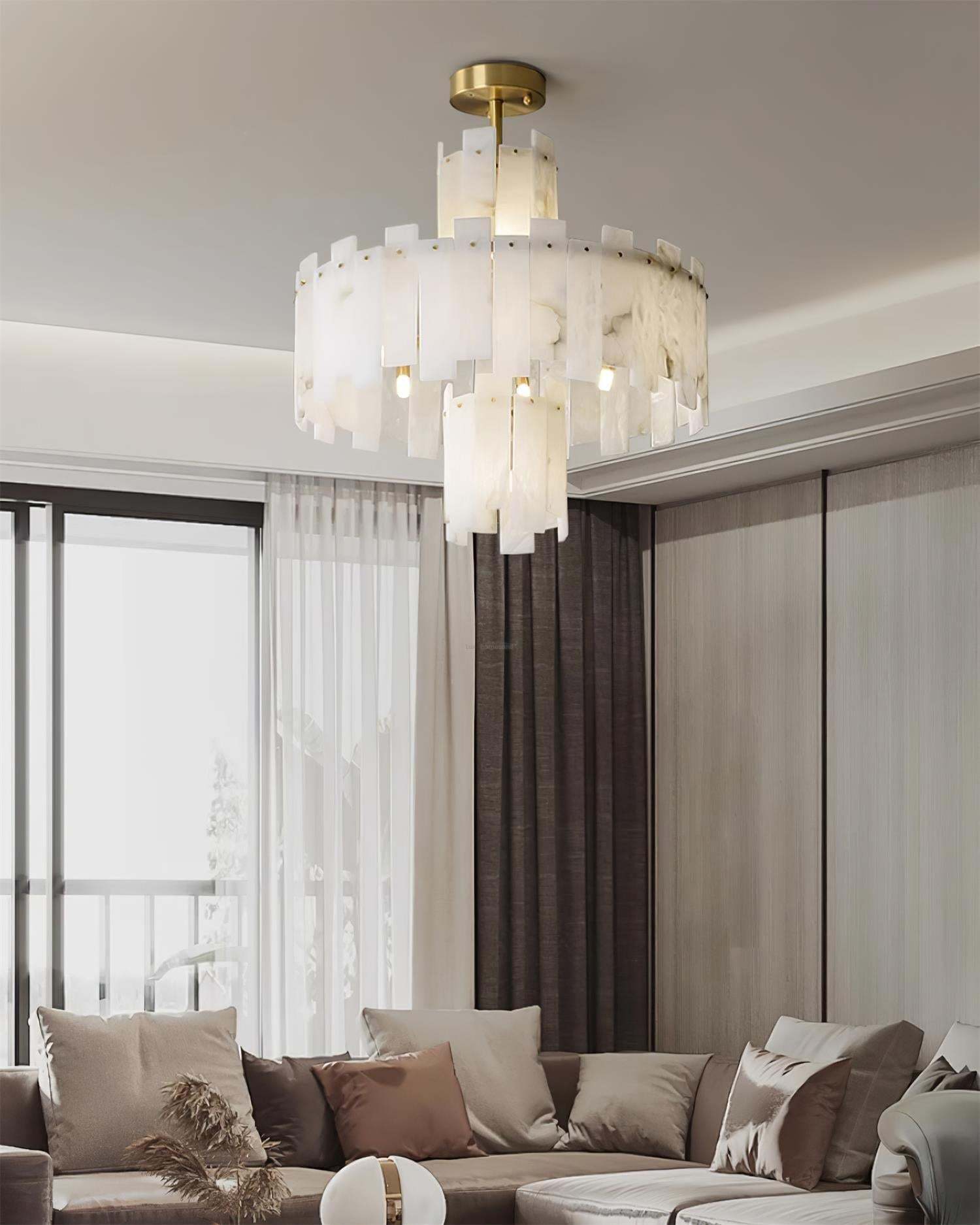 Regina Alabaster Round Chandelier-Sylvia Space