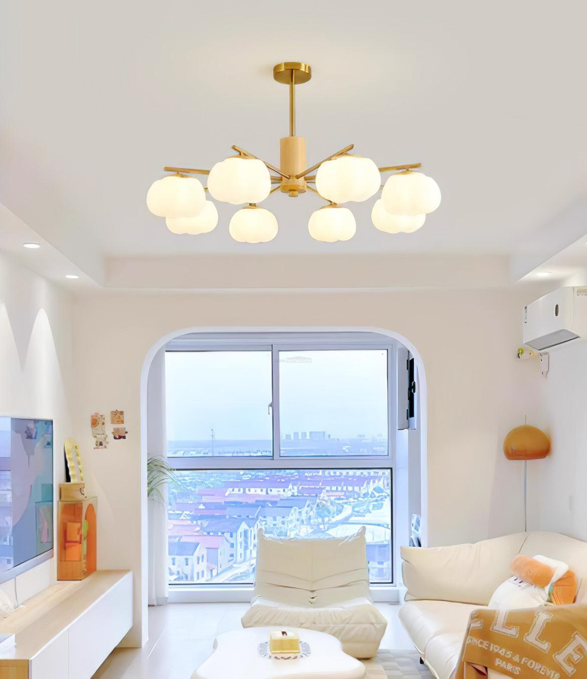 Wooden Cotton Balls Chandelier with 5/8 lamps-Sylvia Space