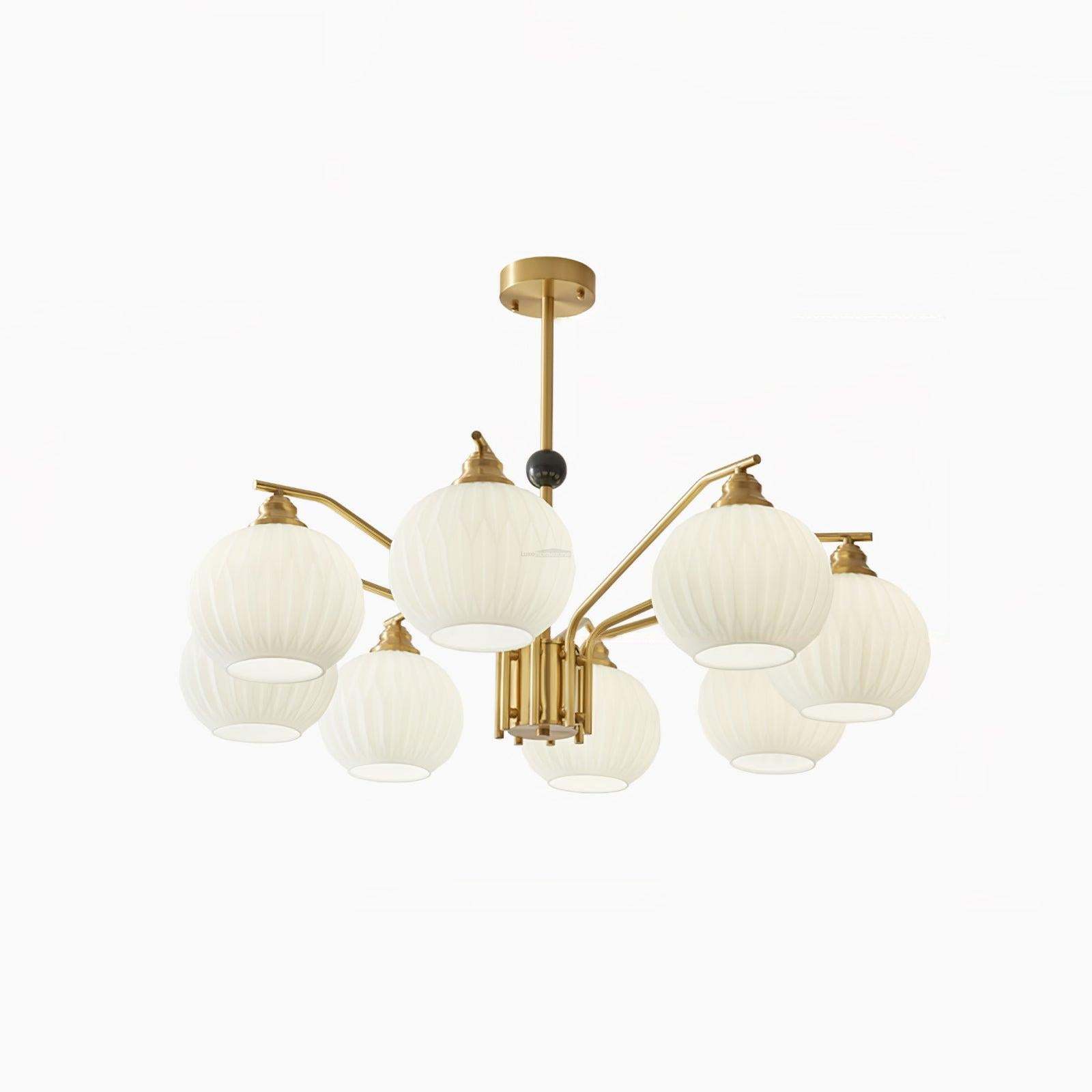 Ribbed Glass Gold Chandelier with 3/5/8 heads-Sylvia Space