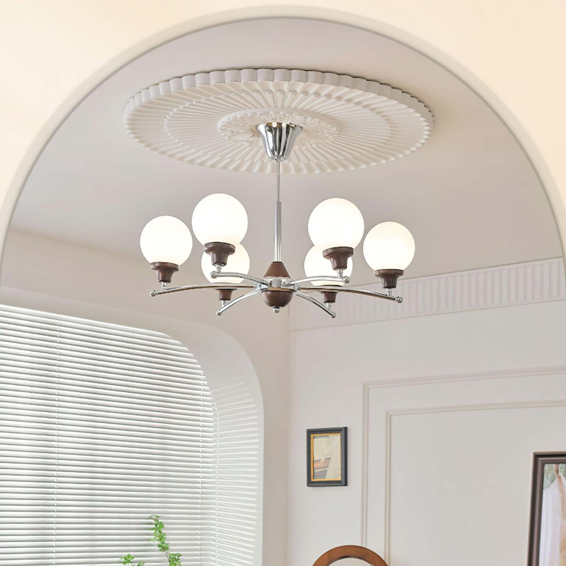 Walnut Glass Ball Chandelier ∅ 21.6″-Sylvia Space