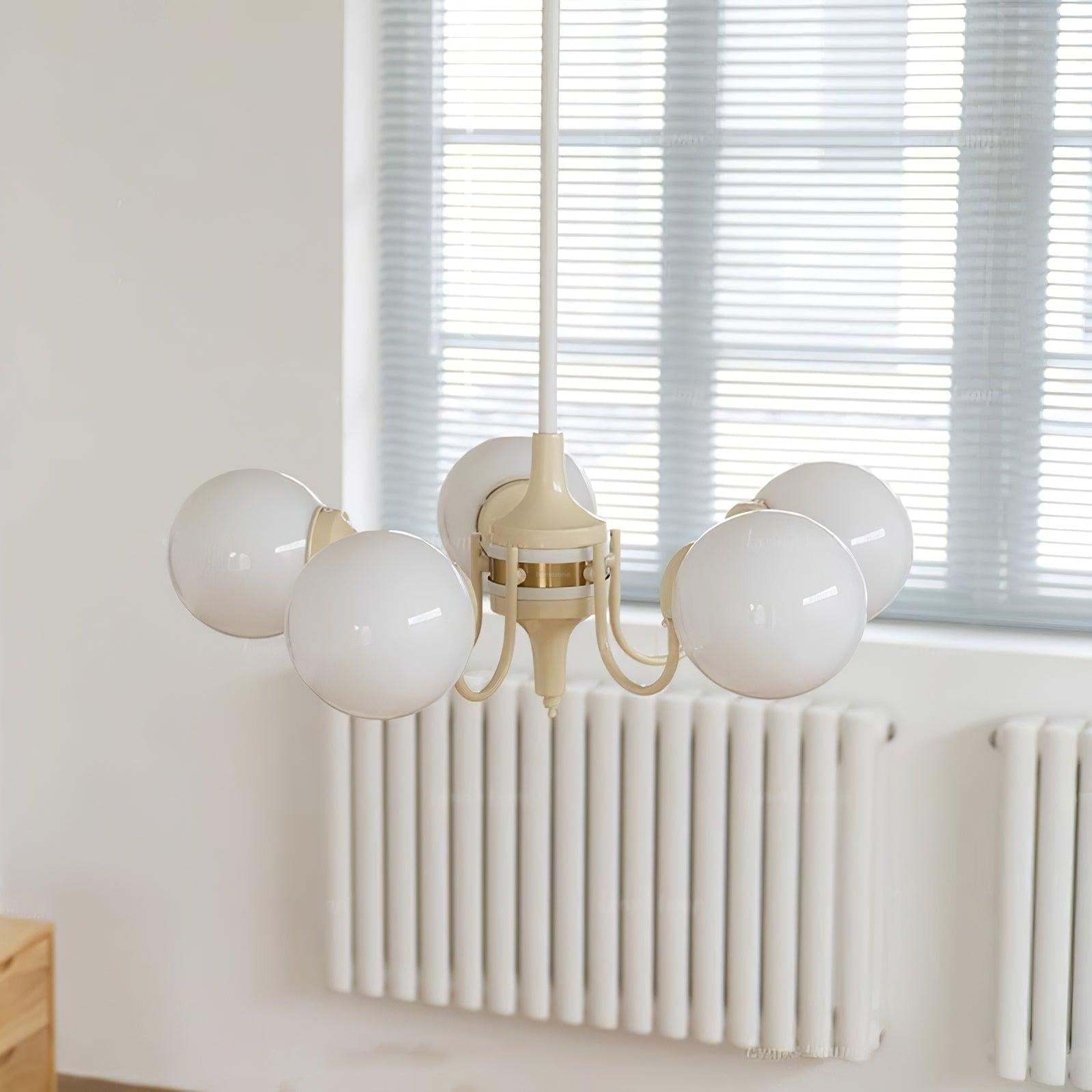 Cream Glass Ball Chandelier ∅ 19.7″-Sylvia Space
