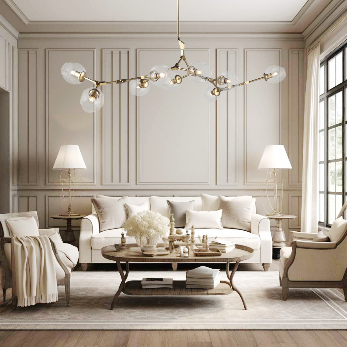 Metal Horizontal Globe Bubble Chandelier.-Sylvia Space