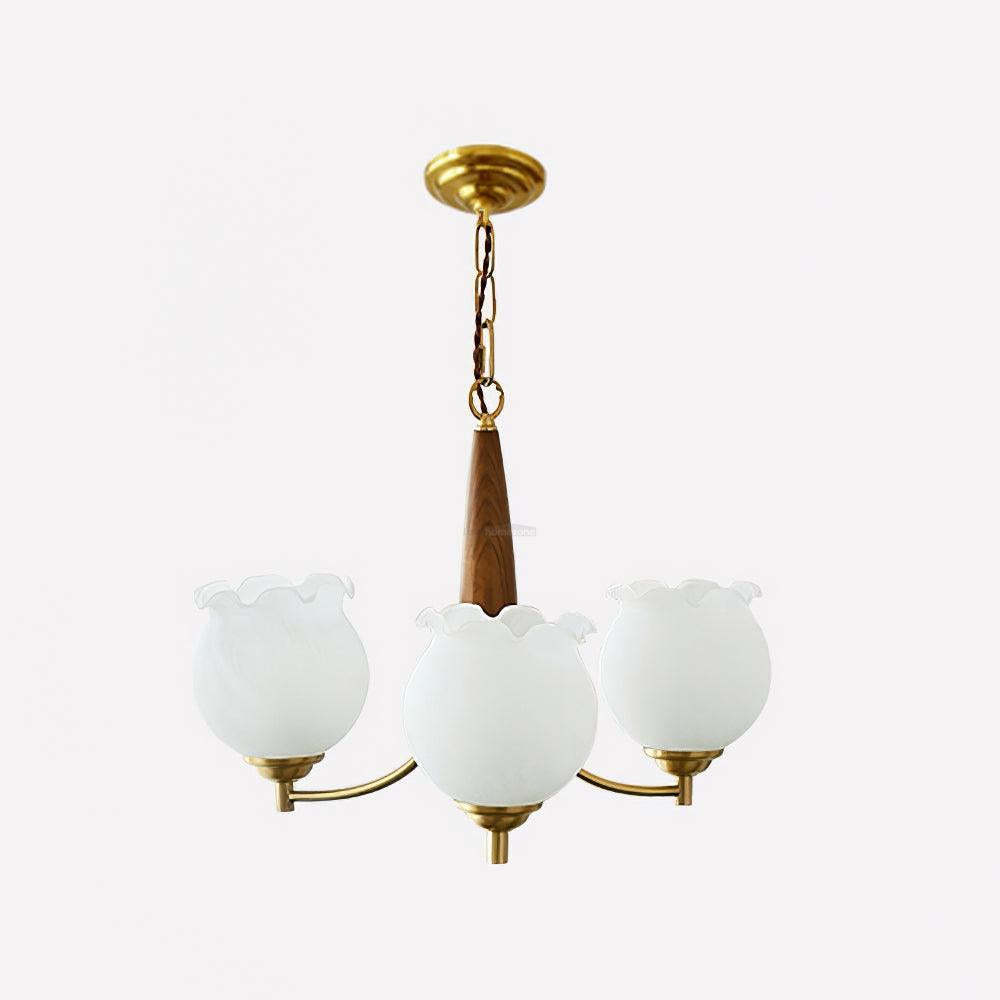 Tulips Glass Wood Chandelier with 3/5 heads-Sylvia Space
