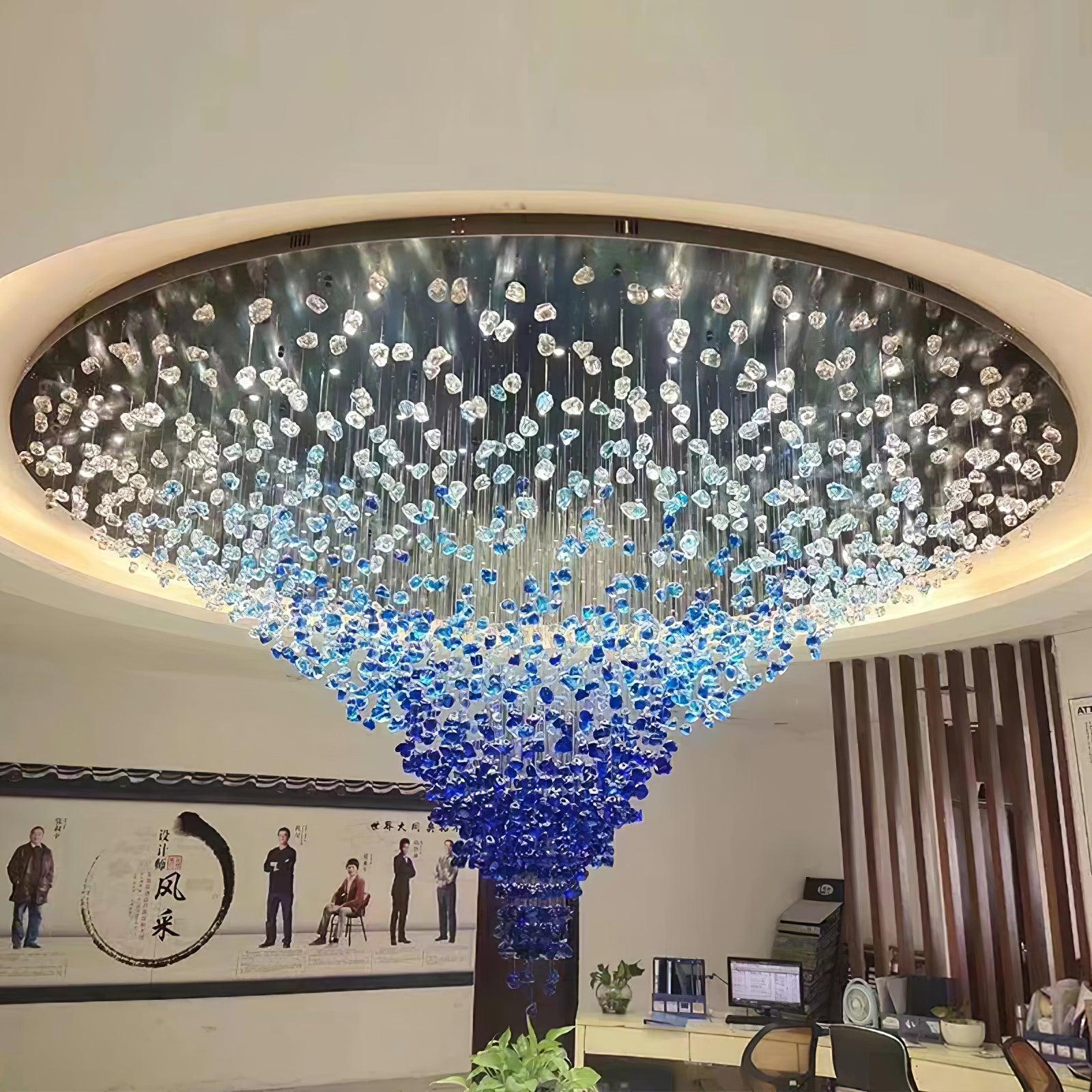 Multicolor Crystal Stone Round/Long canopy Chandelier-Sylvia Space