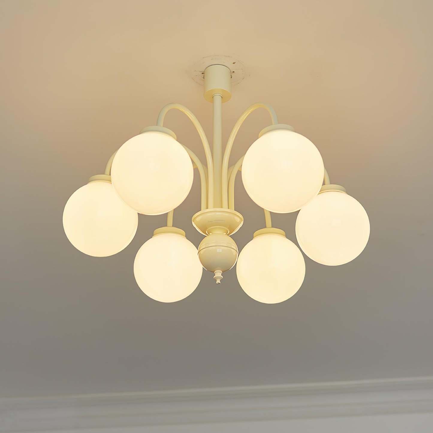 Cream Glass Sphere Chandelier with 4/5/6 heads-Sylvia Space