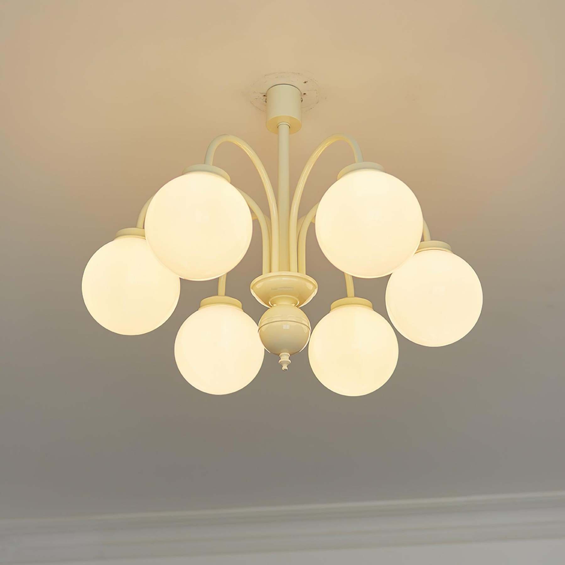 Cream Glass Sphere Chandelier with 4/5/6 heads-Sylvia Space