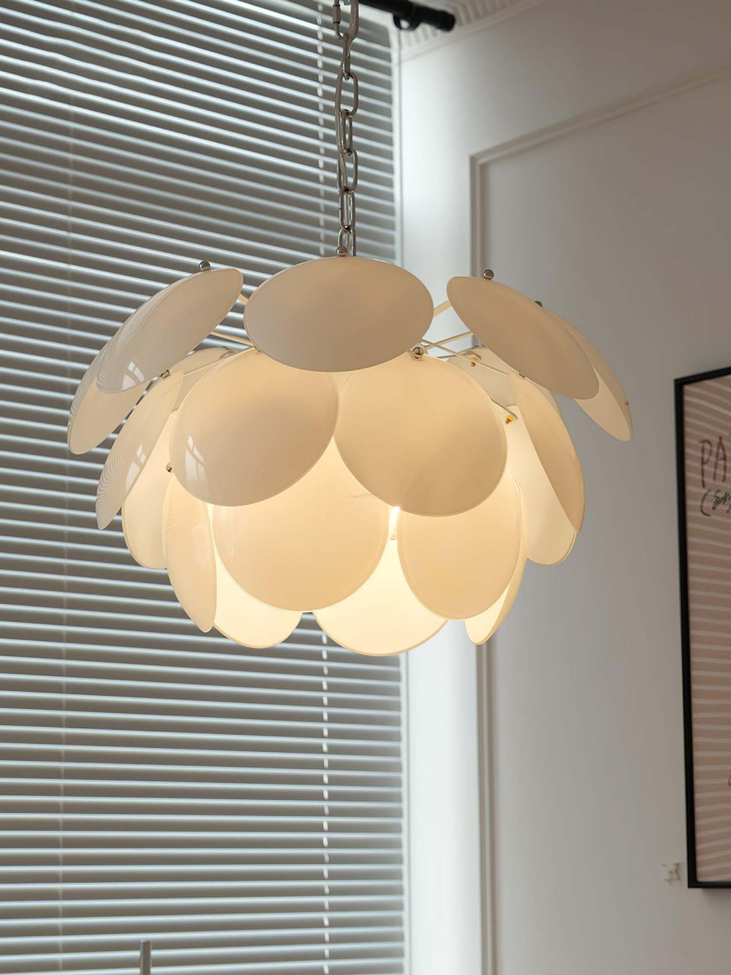 Luminous Petal Glass Round Chandelier-Sylvia Space