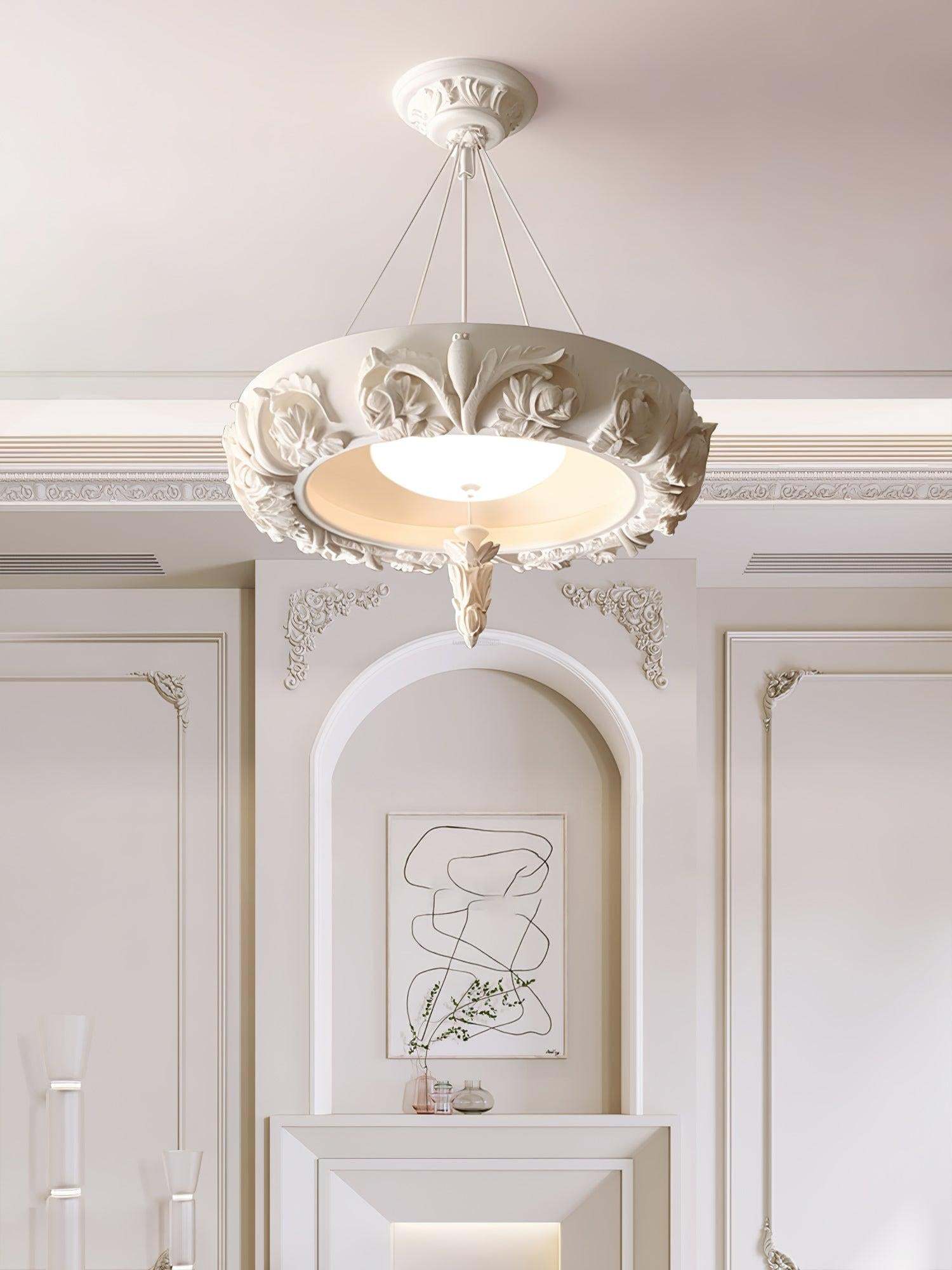 Artistic Carved Plaster Chandelier ∅ 23.6″~∅ 31.5″-Sylvia Space