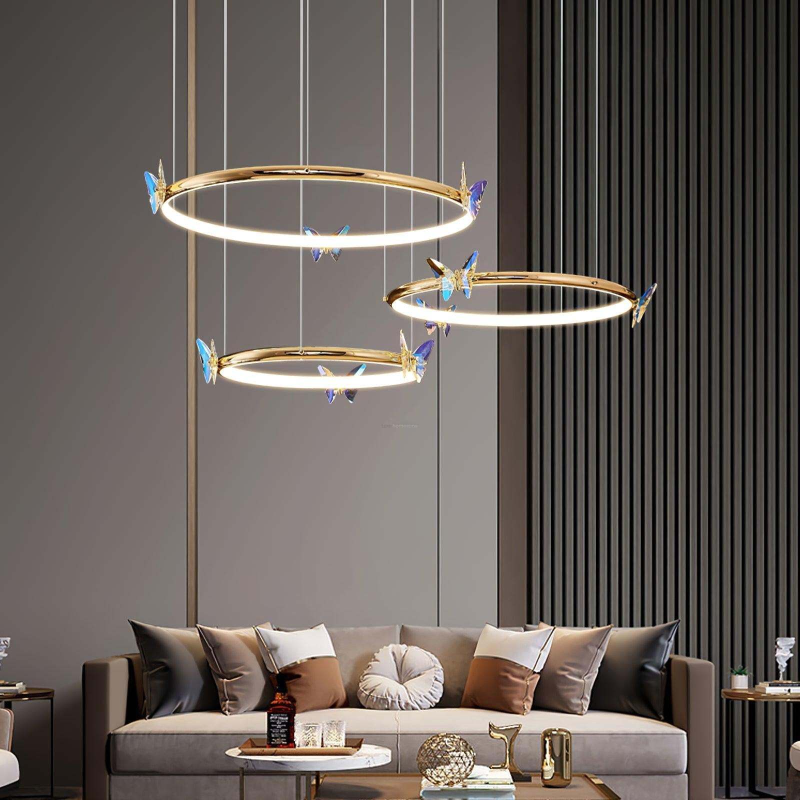 Blue Butterfly Round Chandelier-Sylvia Space