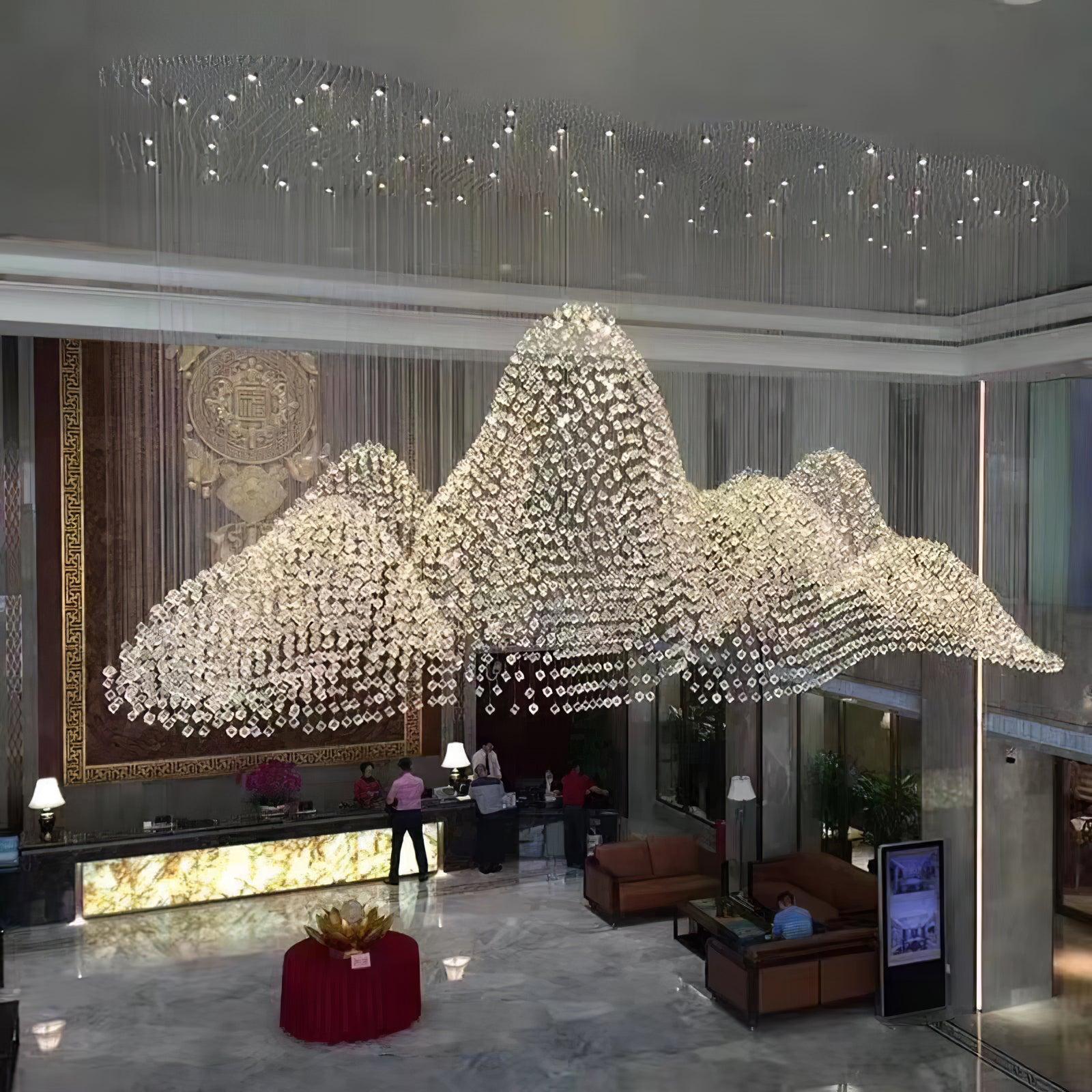 Multicolor Crystal Stone Round/Long canopy Chandelier-Sylvia Space