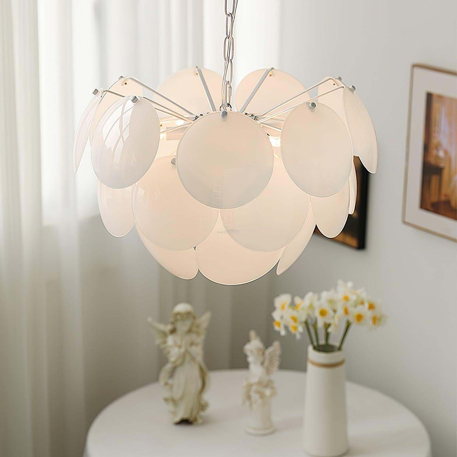 Luminous Petal Glass Round Chandelier-Sylvia Space
