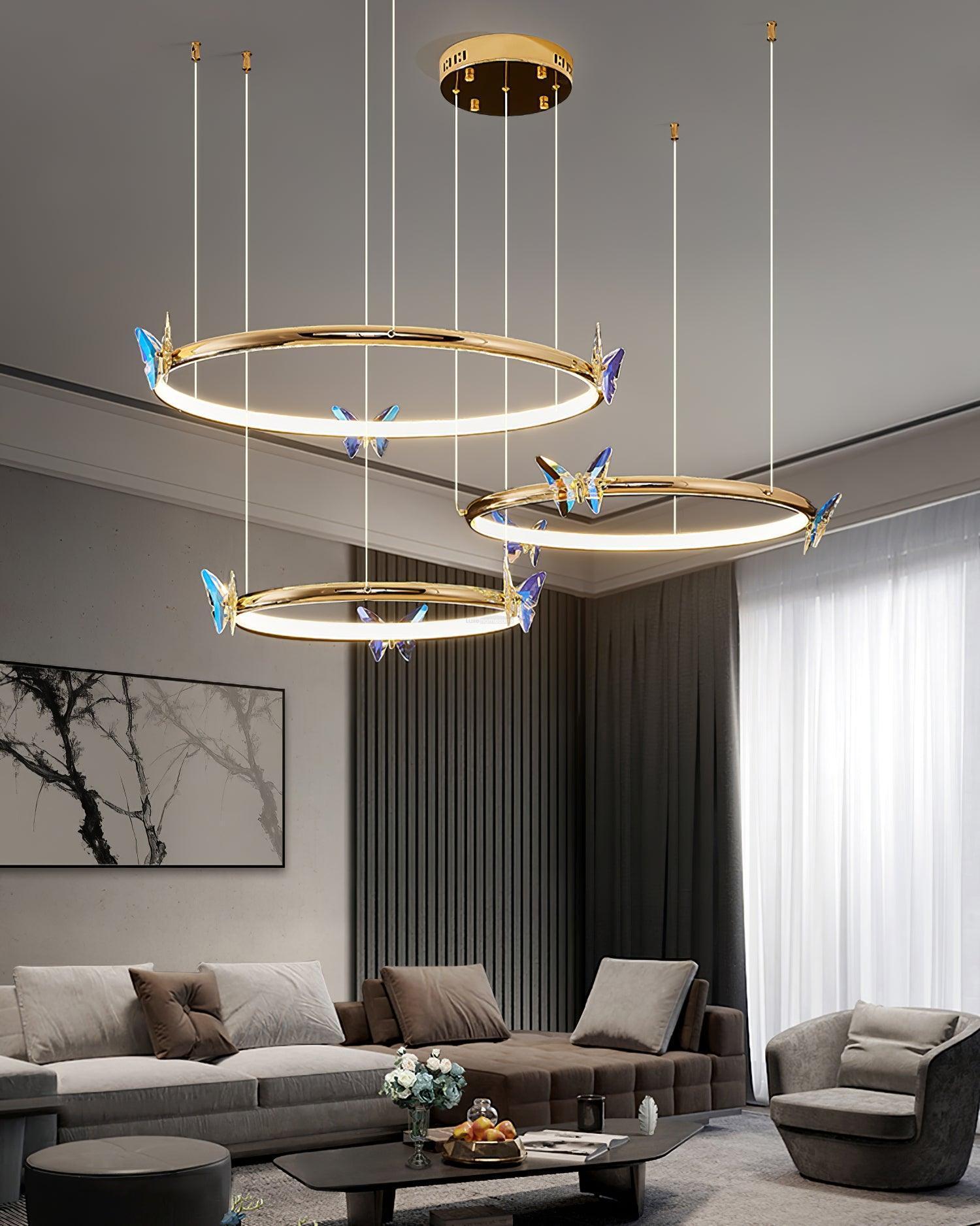 Blue Butterfly Round Chandelier-Sylvia Space