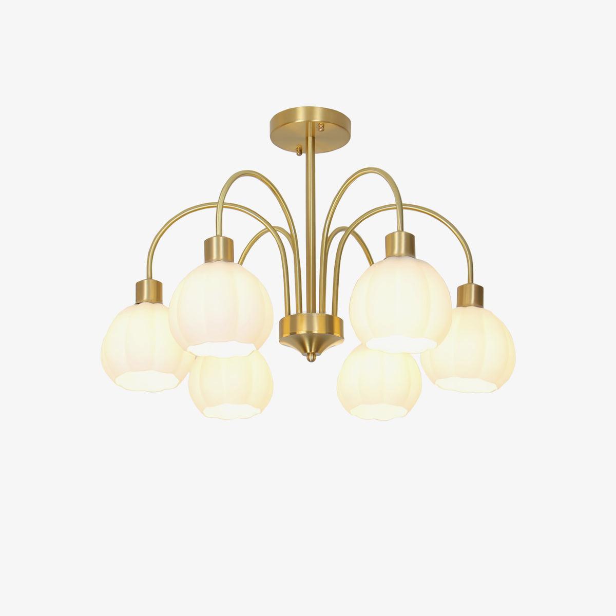 Glass Pumpkin Gold Chandelier with 3/5/6/8 heads-Sylvia Space