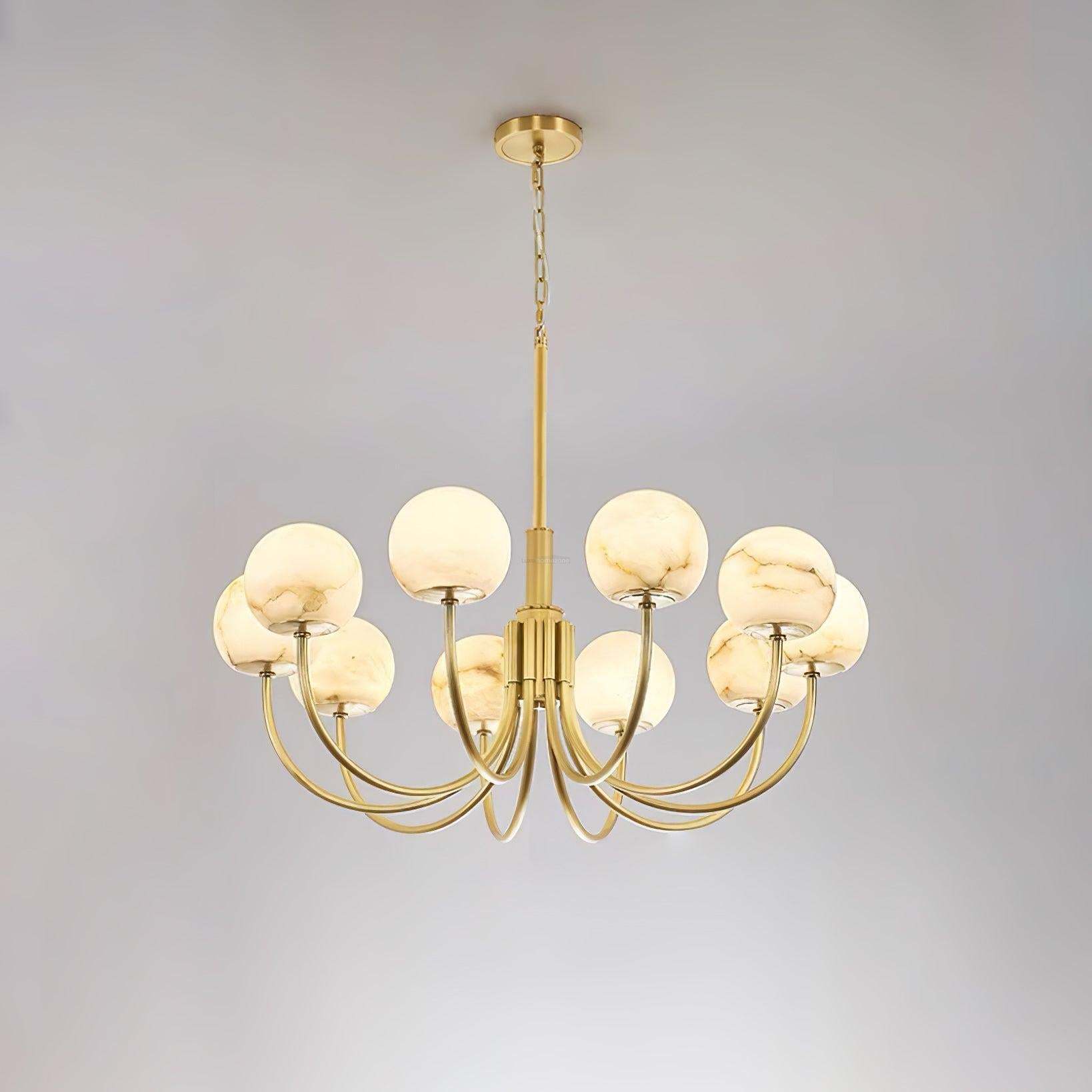Aurelian Alabaster Globe Chandelier with 6/8/10/12 heads-Sylvia Space