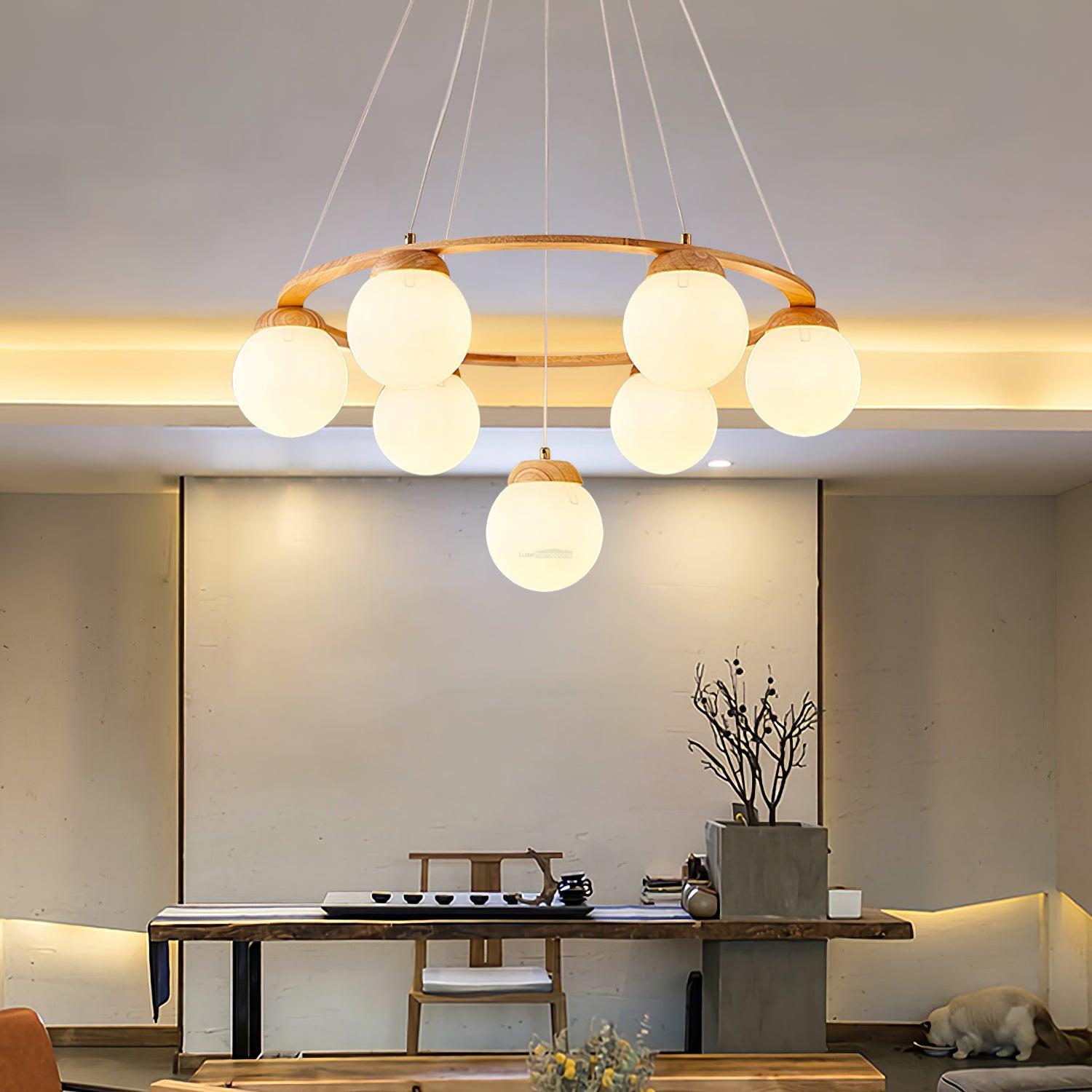 Nuura Miira Wooden Chandelier-Sylvia Space