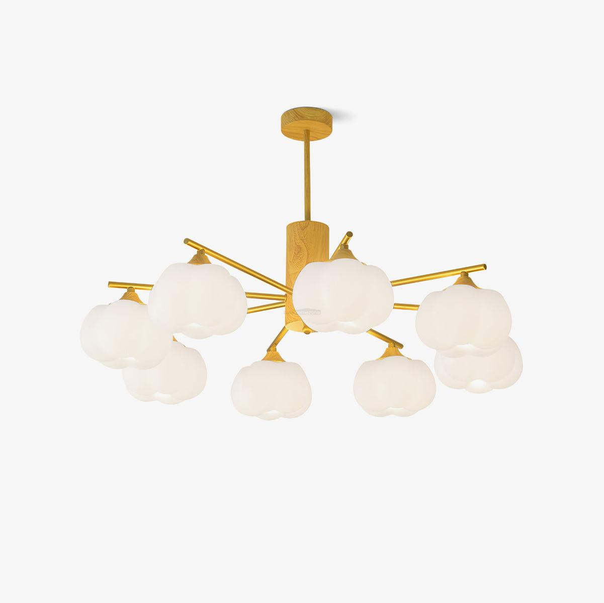 Wooden Cotton Balls Chandelier with 5/8 lamps-Sylvia Space