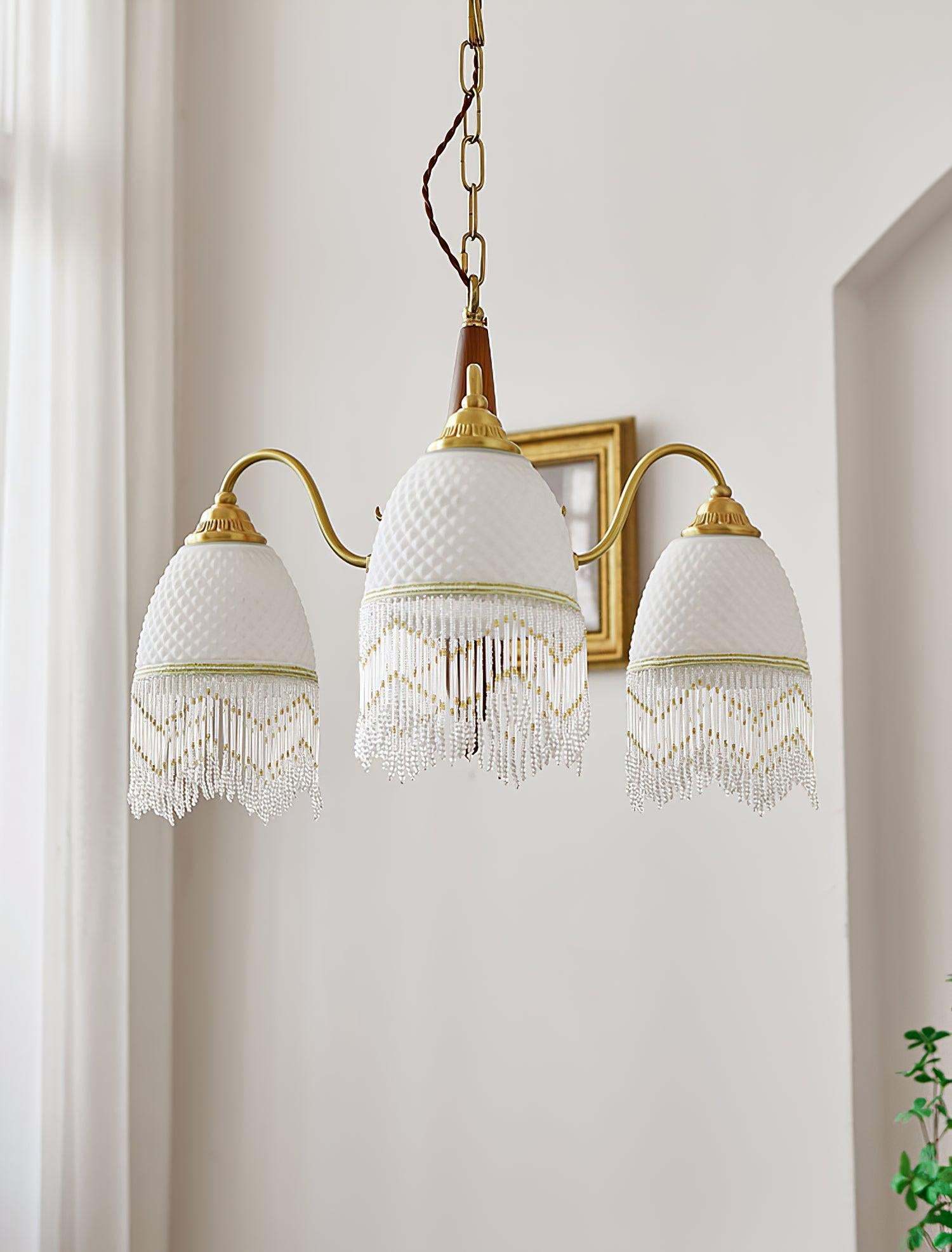 Mesh Tassel Glass Chandelier ∅ 19.7″-Sylvia Space