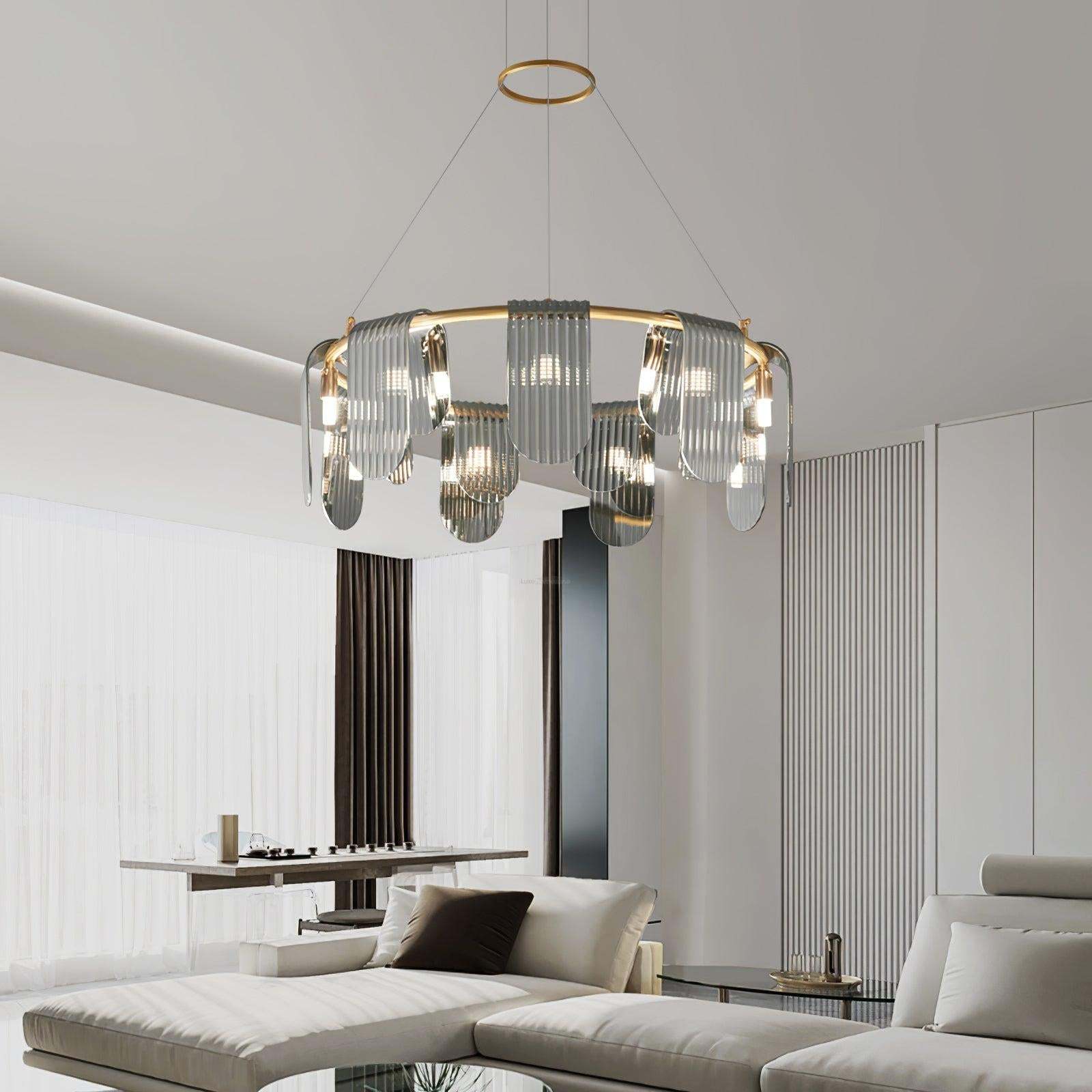 Folioles Brass Chandelier with 6/9/12 lamps-Sylvia Space