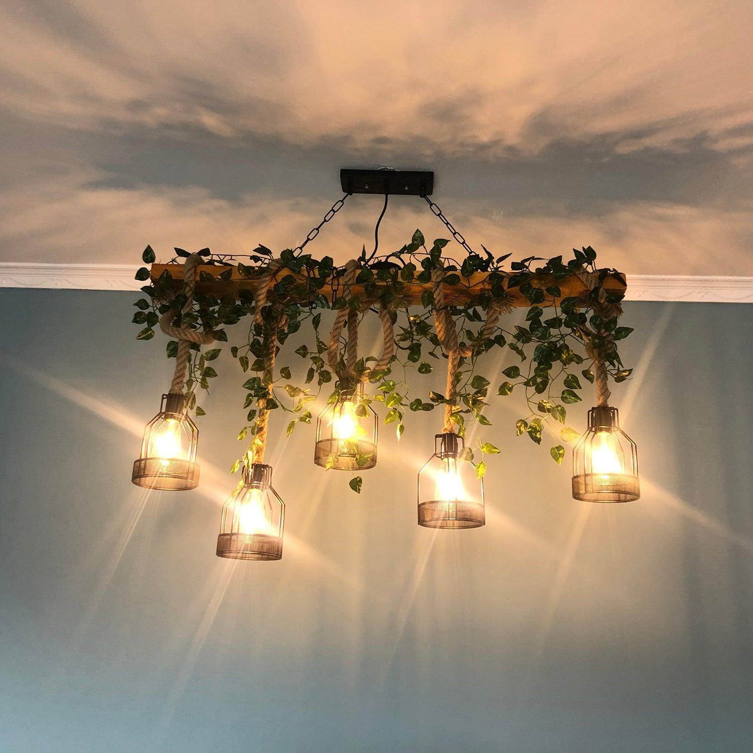 Rustic Wooden Chandelier with 3/5/8 heads-Sylvia Space