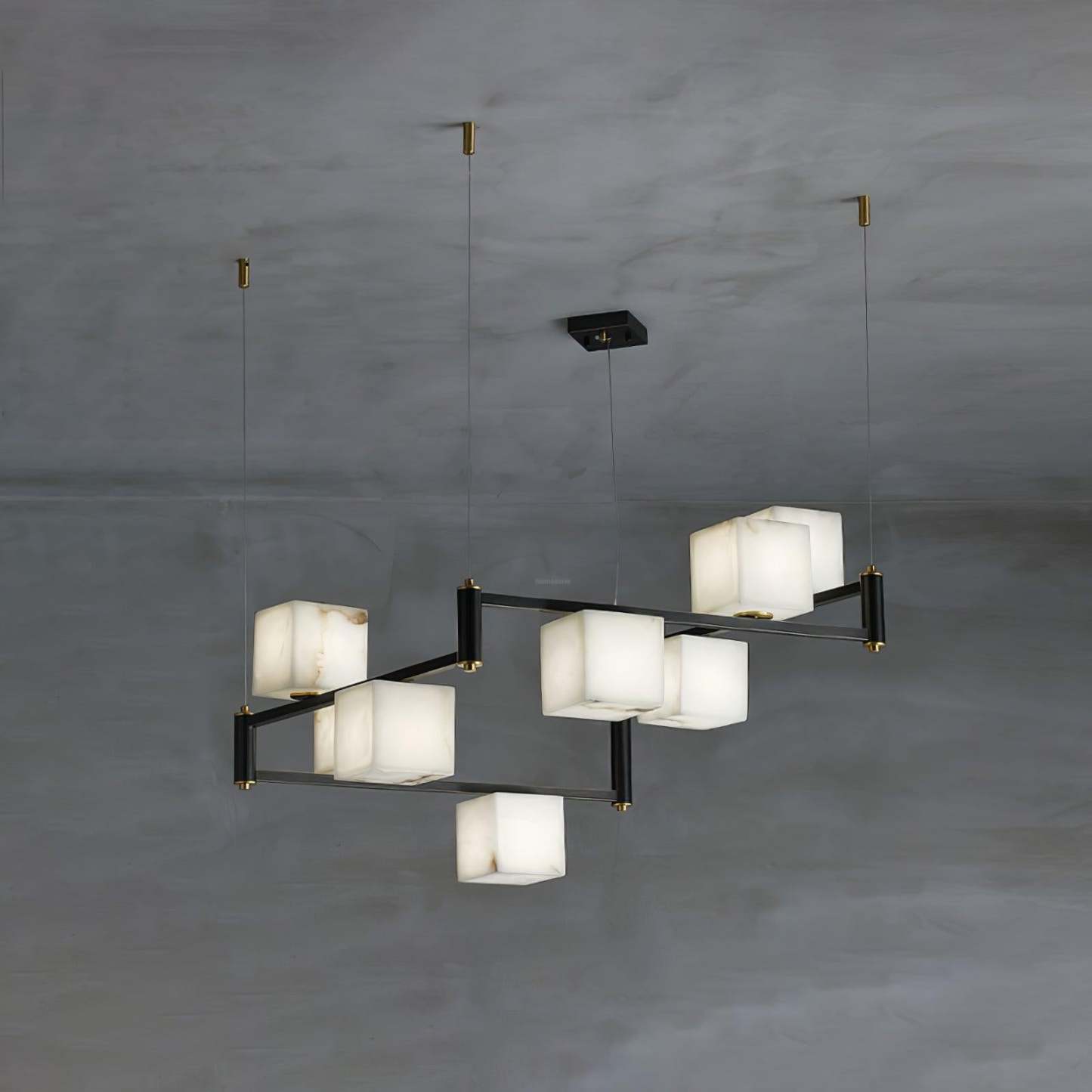 Alabaster Square Box Chandelier with 4/5/6/8/9 heads-Sylvia Space