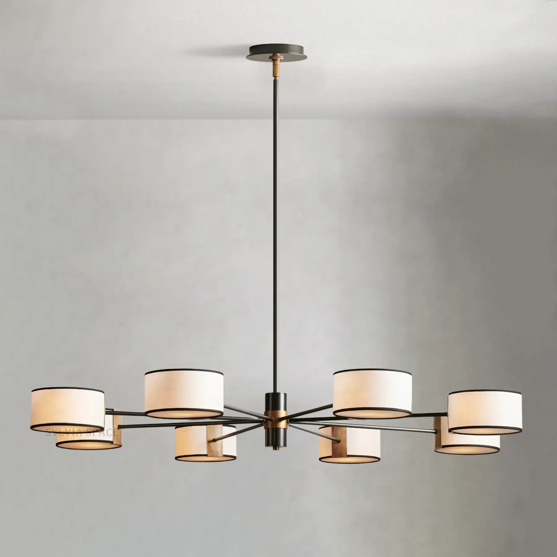 Daphne Round Linen Chandelier 48" 60"D