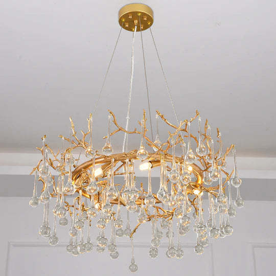 Lydia Clear Crystal Raindrop Branch Chandelier, Upscale Lighting Fixtures-Sylvia Space