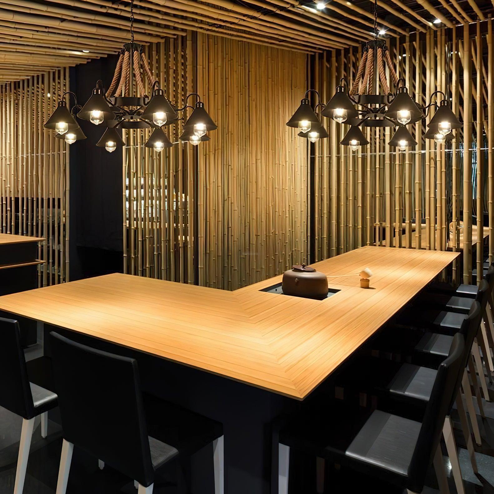 Hemp Rope Industrial Horn Chandelier with 6/8/12/16 heads-Sylvia Space