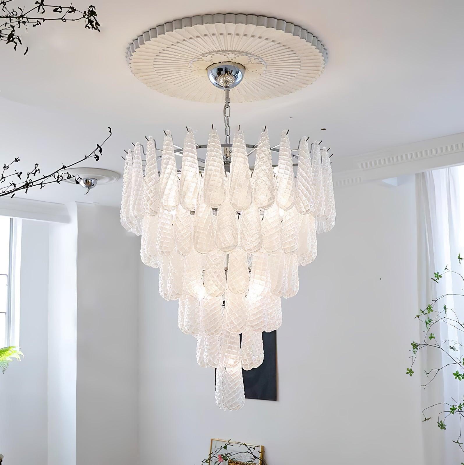 Grid Glass Style Waterfall Chandelier-Sylvia Space