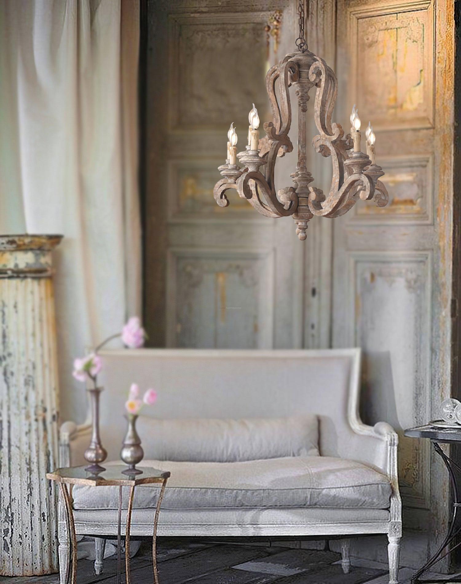 Parrotuncle Wooden Candle Chandelier Φ 23.6″-Sylvia Space