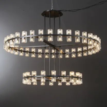 Arcardes Led Round Two-Tier Chandelier For Crystal Cup 60"