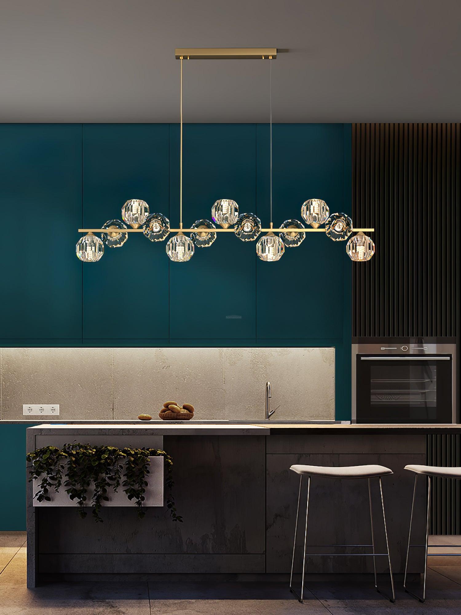 Crystal Glass Ball Chandelier with 7/9/11/13/15/17 heads-Sylvia Space