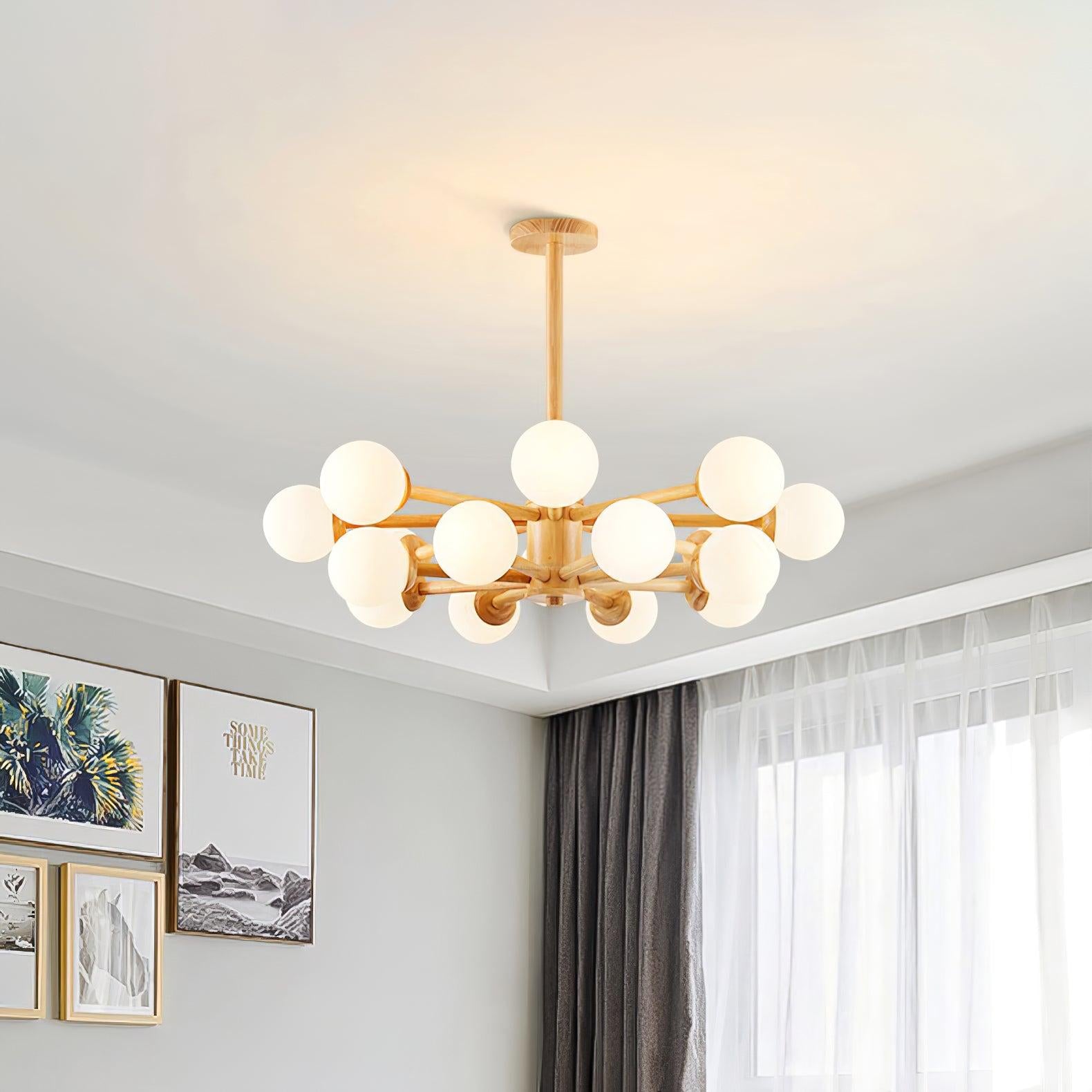 Kozan Wooden Chandelier with 6/8/10/12 heads-Sylvia Space