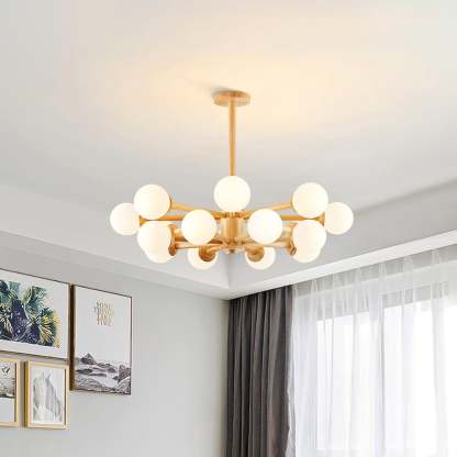 Kozan Wooden Chandelier with 6/8/10/12 heads-Sylvia Space