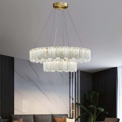 Celestial Alabaster Round/Square Chandelier-Sylvia Space