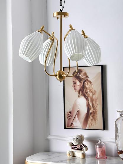 Ceramic Ribbed Chandelier with 4/6/8 heads-Sylvia Space