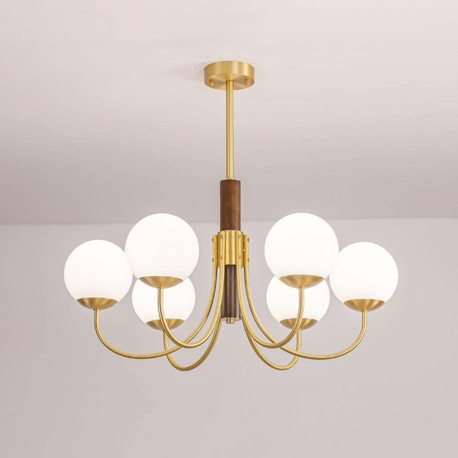 Midas Touch Walnut Sphere Chandelier with 3/6/8 heads-Sylvia Space