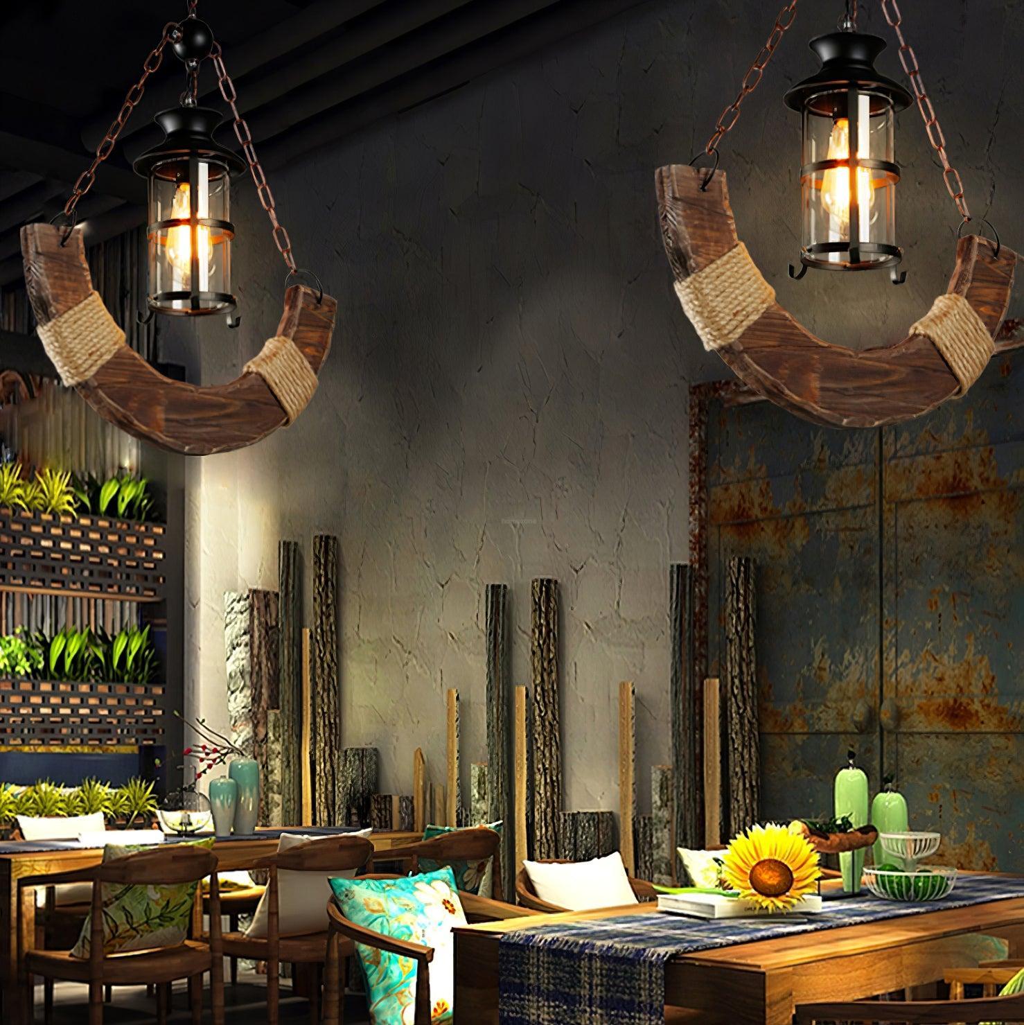 Nautical Industrial Style Wooden Chandelier with 1/3/6/8 heads-Sylvia Space