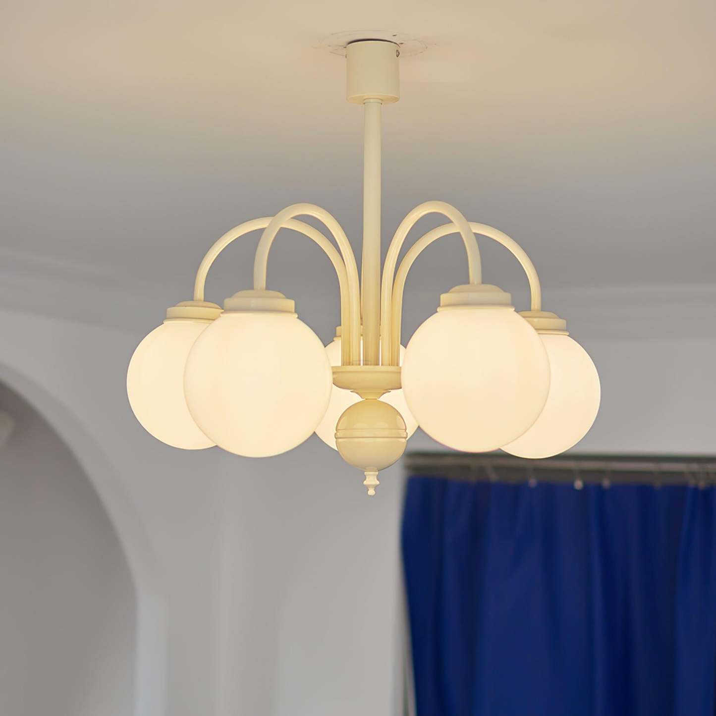 Cream Glass Sphere Chandelier with 4/5/6 heads-Sylvia Space