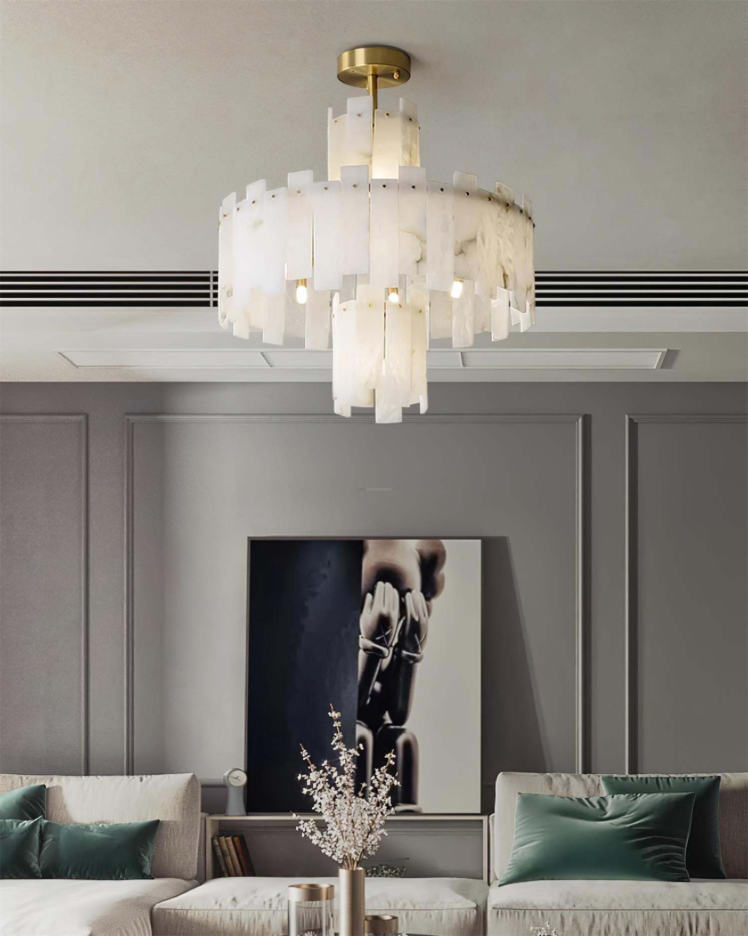 Regina Alabaster Round Chandelier-Sylvia Space