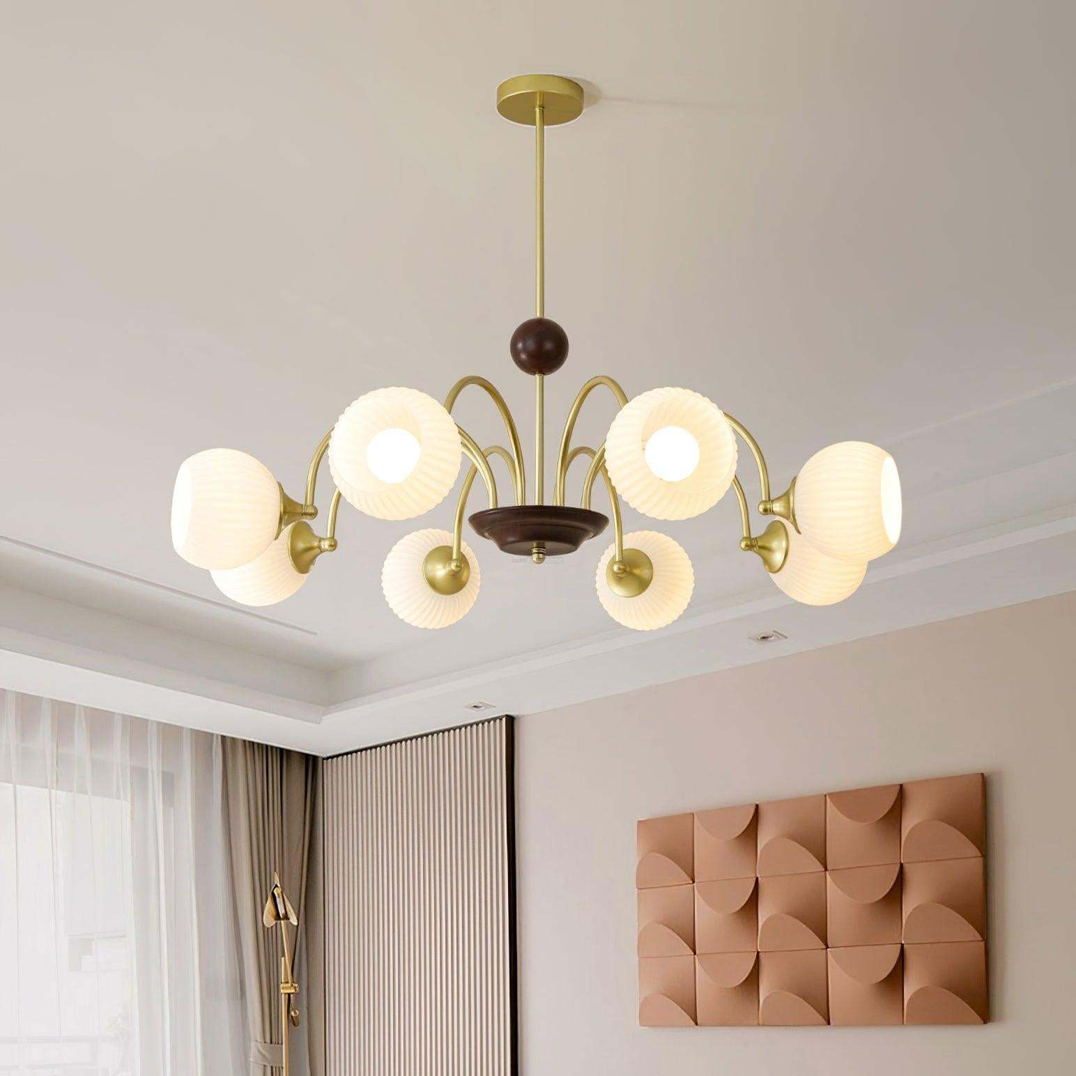 Sculptural Glass Ribbed Chandelier with 3/4/5/6/8 heads-Sylvia Space