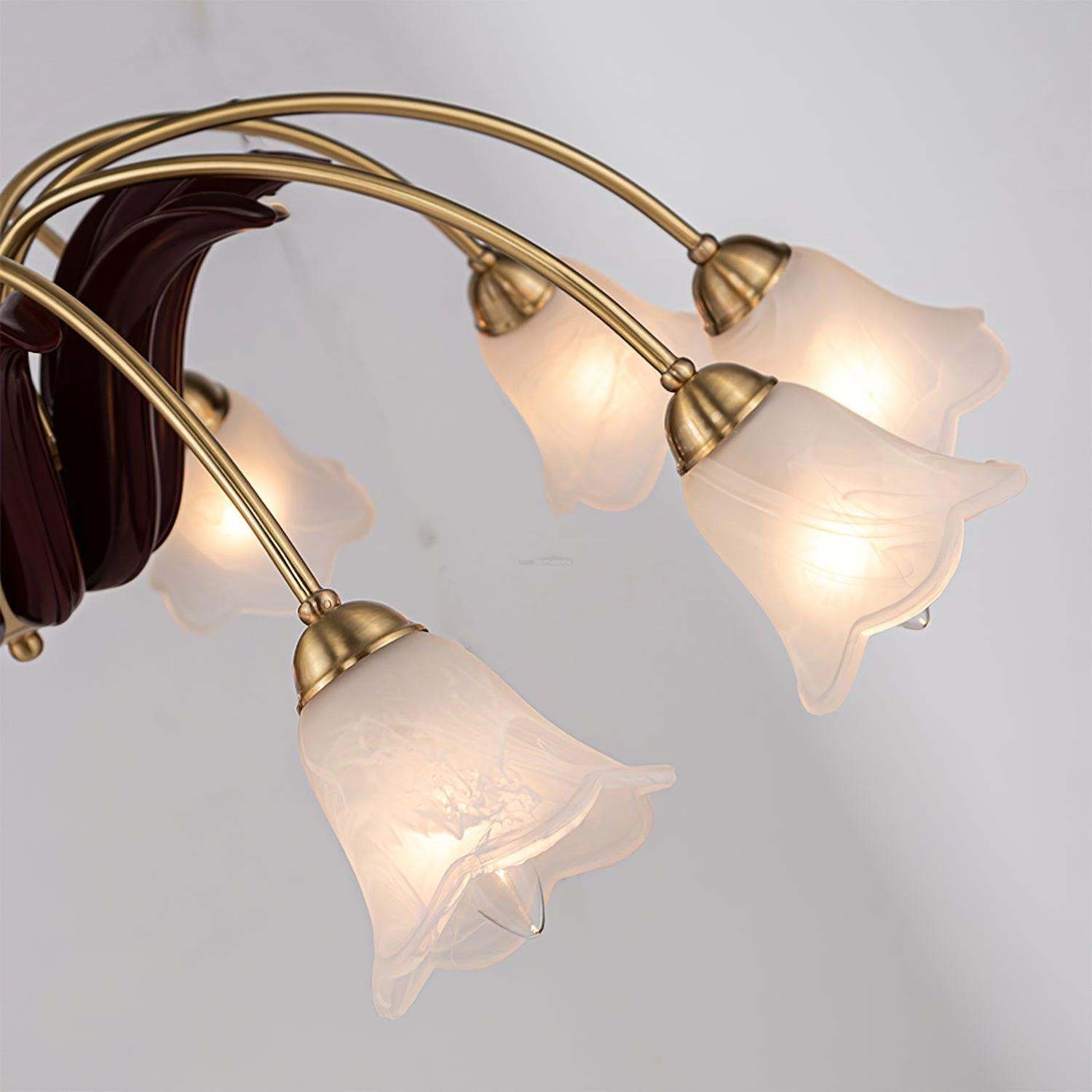 Brass Pastoral Flower Chandelier with 6/8/10 heads-Sylvia Space