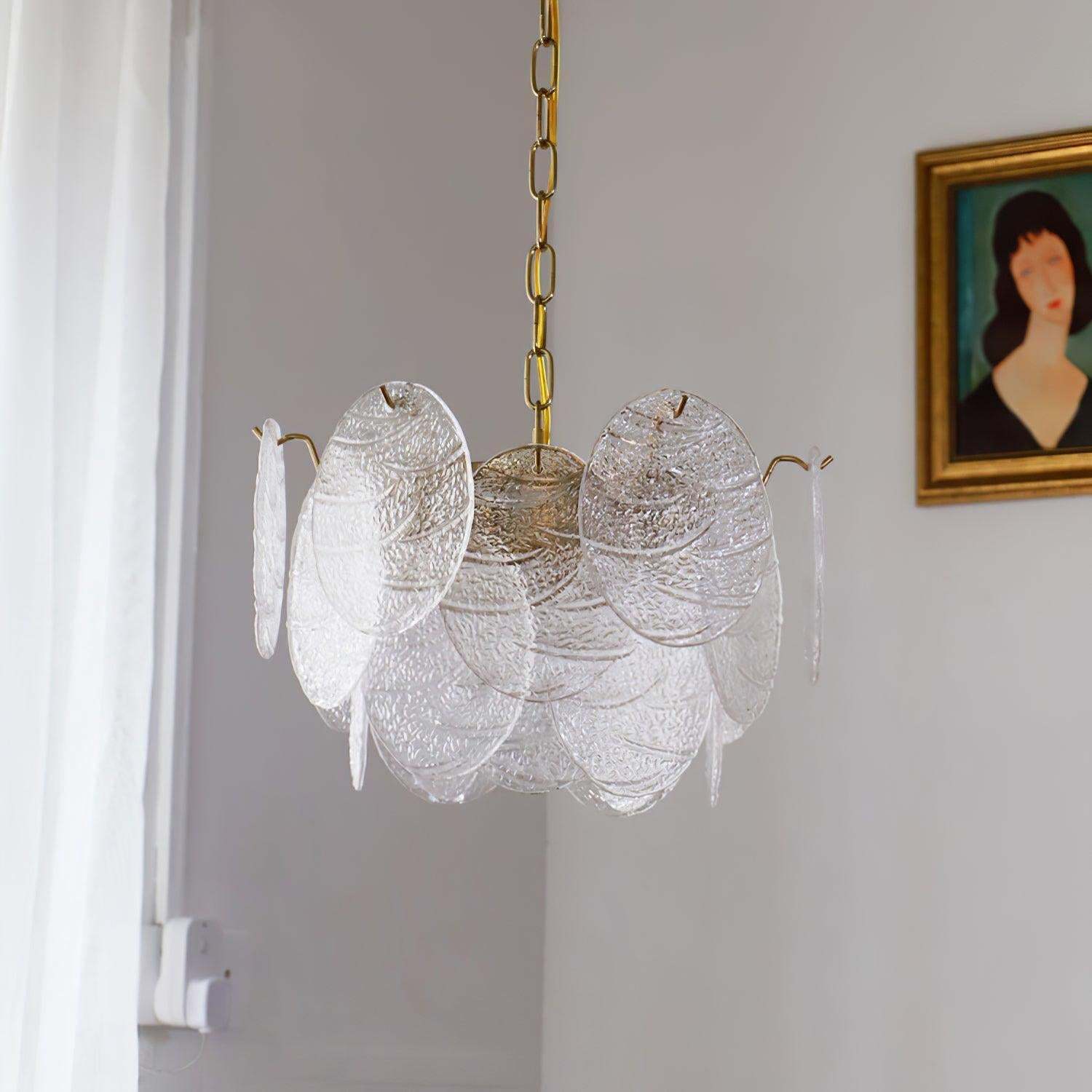 Glass Disc Chandelier with 4/6/9/12 heads-Sylvia Space