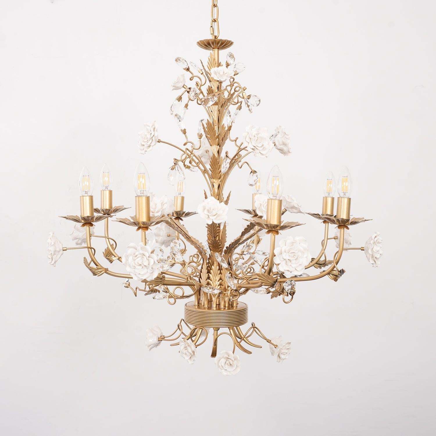 White Rose Crystal Chandelier with 6/8 heads-Sylvia Space