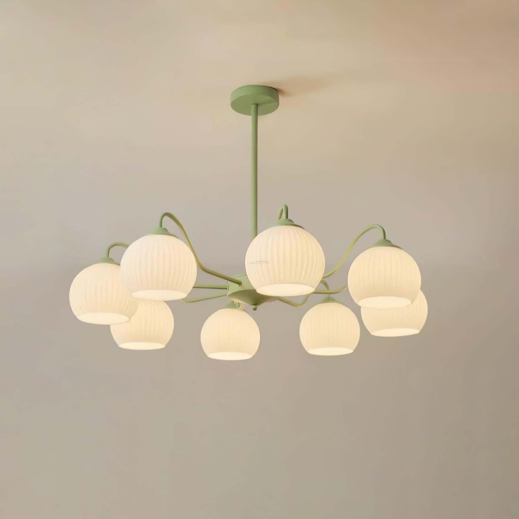 Ribbed Glass Matcha Chandelier with 6/8 heads-Sylvia Space