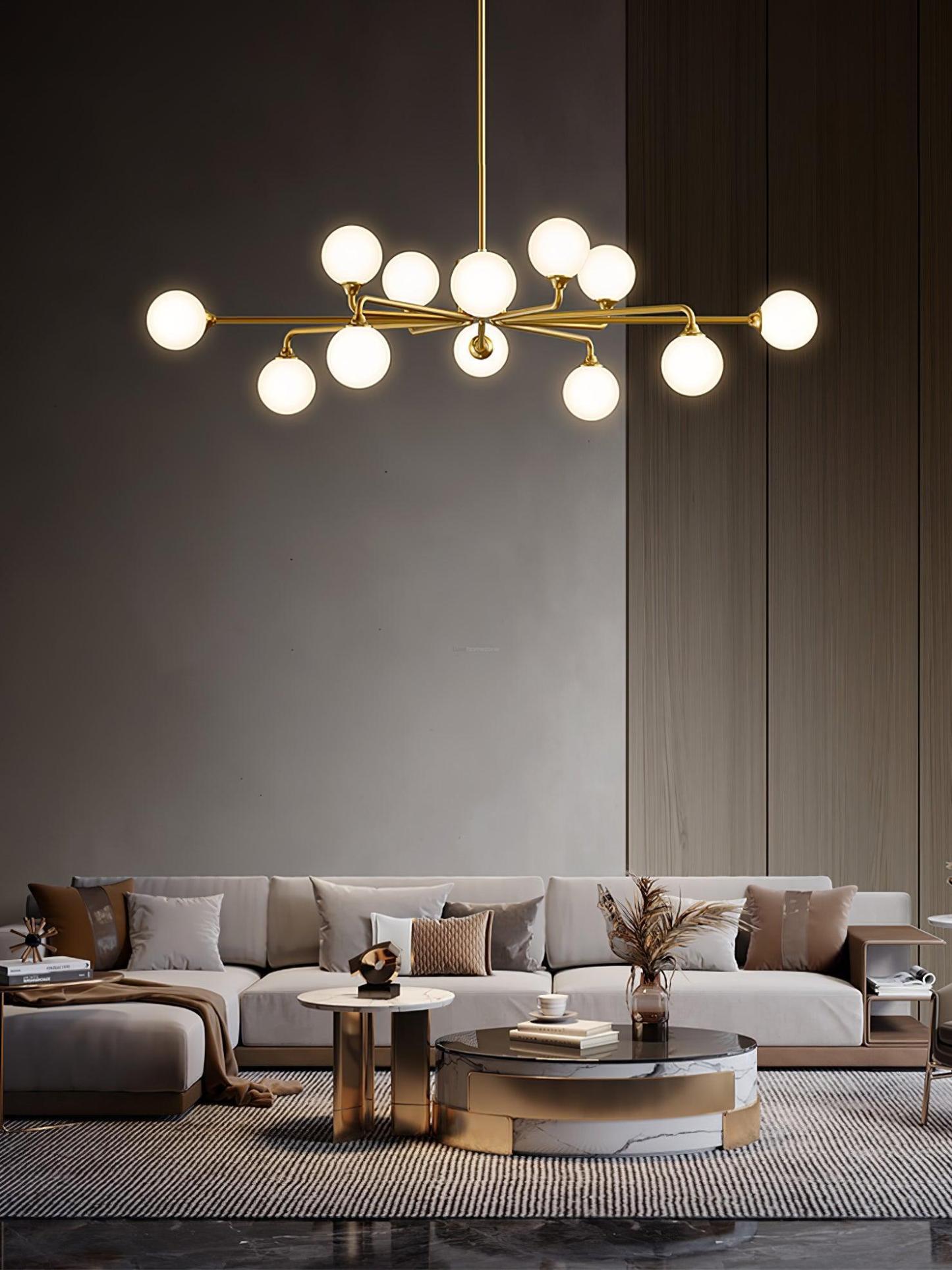 Staggered Glass Globes Chandelier with 6/9/12 heads-Sylvia Space