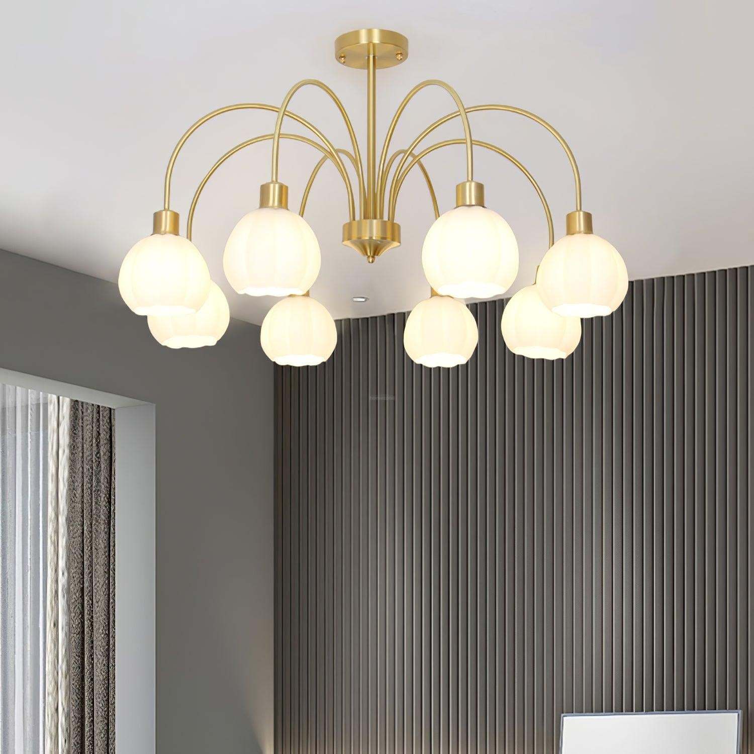 Glass Pumpkin Gold Chandelier with 3/5/6/8 heads-Sylvia Space