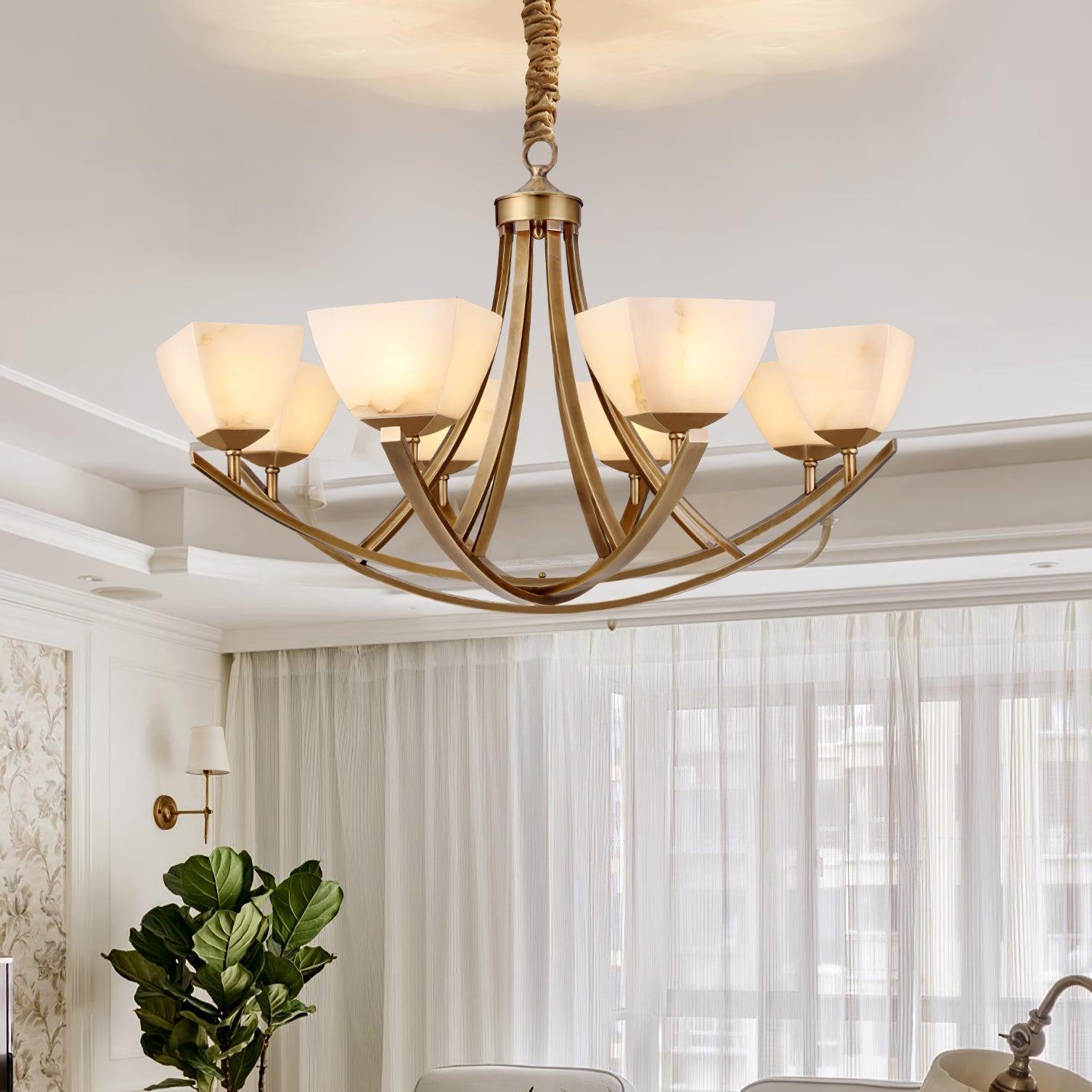 Dover Brass Chandelier with 8 heads-Sylvia Space